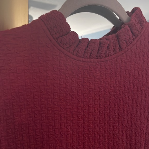 Anthropologie Holiday Winter Ganni Cherry Red Ruffle Mini Sleeveless Dress - Picture 7 of 9